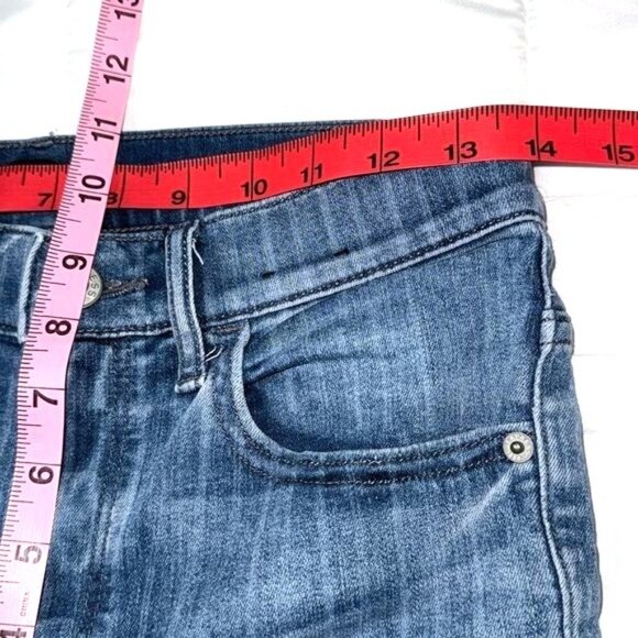 Express High Rise Legging Jeans Size 4 Medium Wash Distressed Hem Womens Denim - Picture 10 of 11